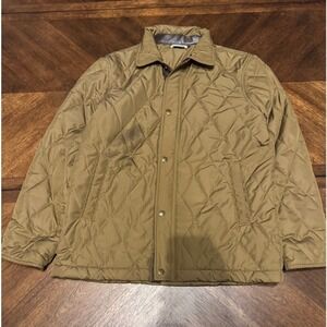 Tom Beckbe Quilted Barn Jacket Camel Tan Brown Leather Collar Snap Button M |E1‎